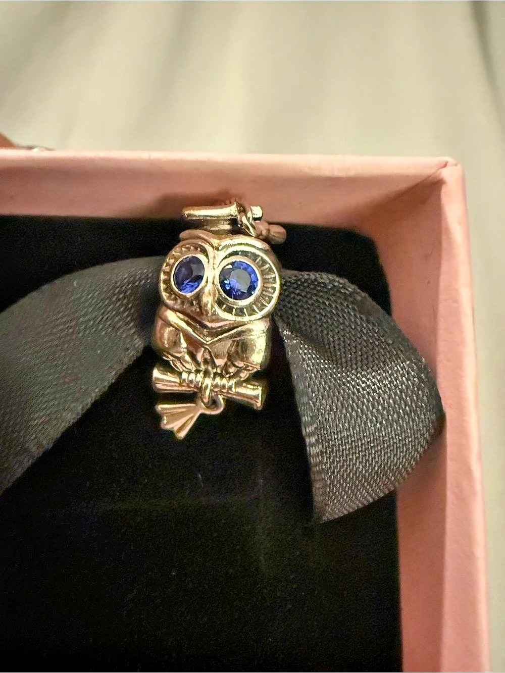 PANDORA Wise Owl Graduation Charm in Gold & Blue